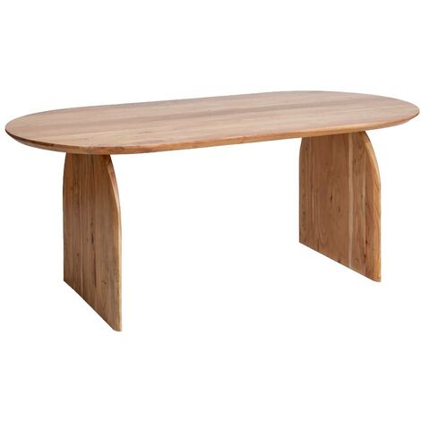 Made In Meubles – Table à manger ovale en bois d'acacia 200 cm – Hauteur 76 cm – Épaisseur plateau 4 cm – Pour repas élégants et modernes (1/5)