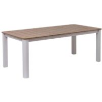 Made In Meubles – Table de jardin aluminium blanc effet bois 201x100cm – Design épuré pour repas conviviaux – Résistant aux intempéries