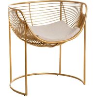 Made In Meubles – Fauteuil crapaud en métal doré – Structure durable – Coussin moelleux inclus – Élégance moderne pour décoration intérieure