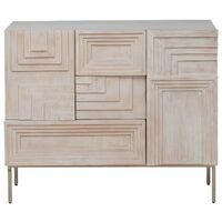 Made In Meubles – Buffet en bois de manguier 110x45 cm – Style moderne avec pieds métalliques dorés – Rangement pratique pour intérieur élégant