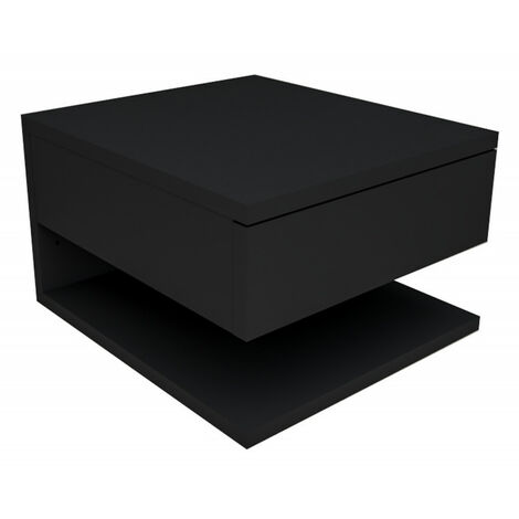 Table de Chevet 1 Tiroir 1 Niche Noire L 30 H 20 P 33.6 cm (1/5)