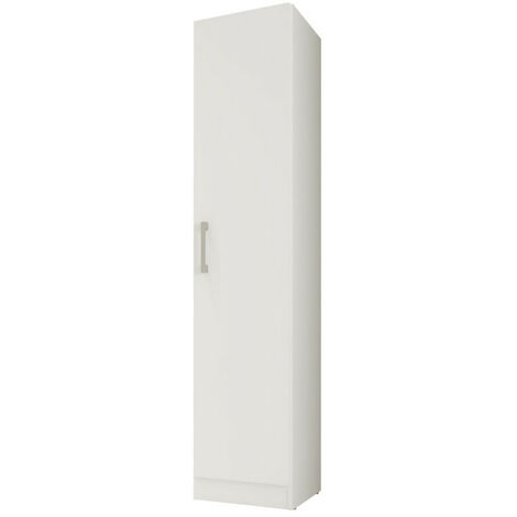 Beaux Meubles Pas Chers – Armoire multifonctions blanche 1 porte – 4 niches – Dimensions L 35 x H 160.6 x P 31.8 cm – Panneaux de particules certifiés FSC