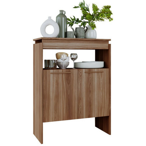 Beaux Meubles Pas Chers – Comptoir bar châtaignier 2 portes 2 niches – Dimensions L 67.5 x H 90 x P 29.5 cm – Bois certifié FSC – Montage facile (1/5)