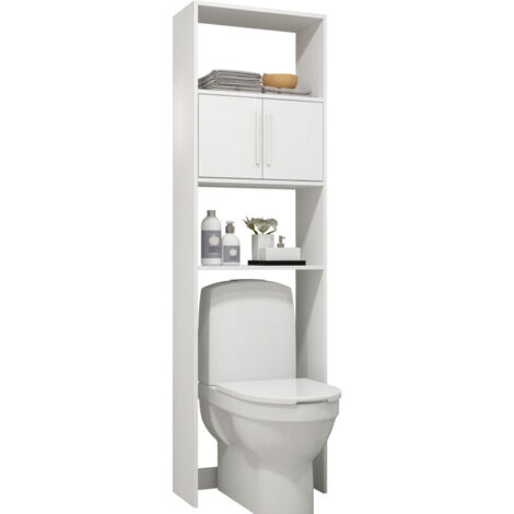 Armoire WC 2 Portes Blanches 182 cm 4 Niches (1/5)