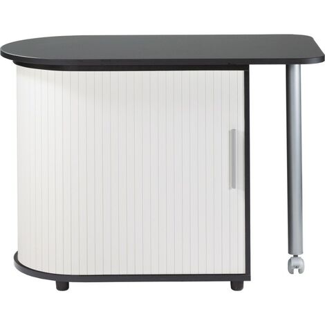 Bureau Pivotant Noir et Meuble de Rangement - Coloris: Blanc (1/3)
