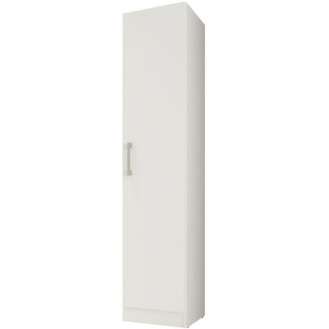Beaux Meubles Pas Chers – Armoire multifonctions blanche 1 porte – 4 niches – Dimensions L 35 x H 160.6 x P 31.5 cm – Bois certifié FSC – Fixation murale incluse