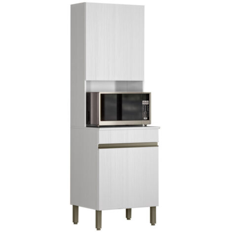 Beaux Meubles Pas Chers – Colonne de cuisine micro-onde blanc 2 portes – 5 niches – Largeur 60 cm – Hauteur 193 cm – Bois certifié FSC