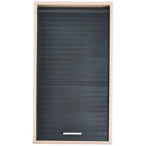 Beaux Meubles Pas Chers – Meuble haut de cuisine à rideau 40x35x72 cm – Chêne et noir – 3 compartiments superposés – Tablettes réglables – Montage mural facile