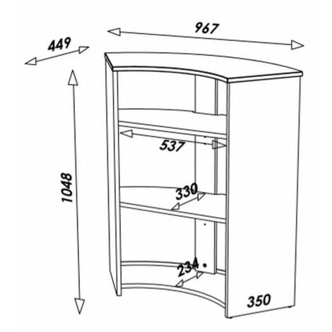 Meuble-Comptoir Bar Chêne 3 Niches 96,7 x 104,8 x 44,9 cm - Coloris: Blanc