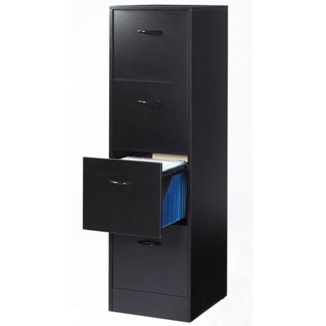 Beaux Meubles Pas Chers – Classeur 4 tiroirs pour 100 dossiers suspendus – Largeur 41,4 cm – Hauteur 140,4 cm – Profondeur 44 cm – Panneaux mélaminés E1 (1/4)