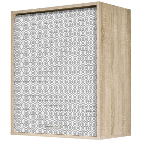 Beaux Meubles Pas Chers – Meuble haut de cuisine en chêne avec rideau coulissant – 2 étagères réglables – Dimensions 60x72x35 cm – Éco-conçu et fabriqué en France (1/5)