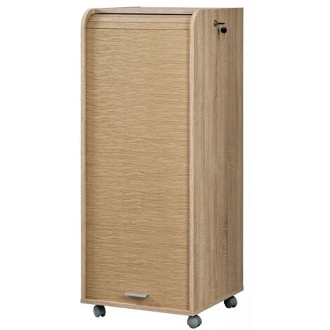Caisson de Bureau Chêne 3 Tiroirs 3 Niches Mobile Serrure 47,2 x 107,6 x 47 cm - Coloris: Chêne Naturel
