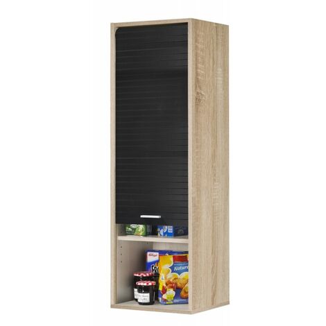 Meuble de Cuisine Chêne Rideau Noir 3 Etagères Larg 40 Haut 123.6 Prof 35 cm