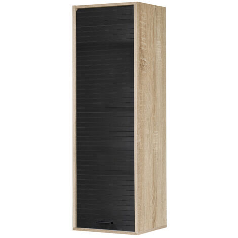 Meuble de Cuisine Chêne Rideau Noir 3 Etagères Larg 40 Haut 123.6 Prof 35 cm