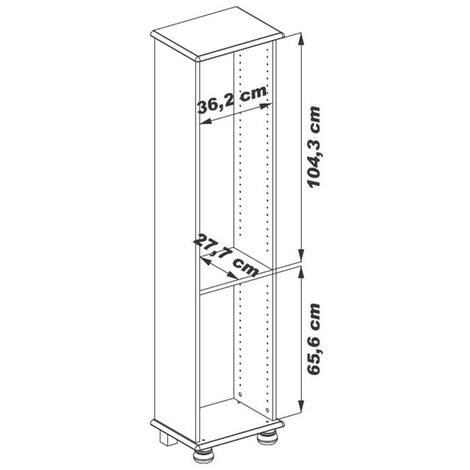 Bibliothèque Chêne Rustique1 Porte Vitrée Gauche 6 Niches 44,2 x182,2 x 33 cm (1/4)