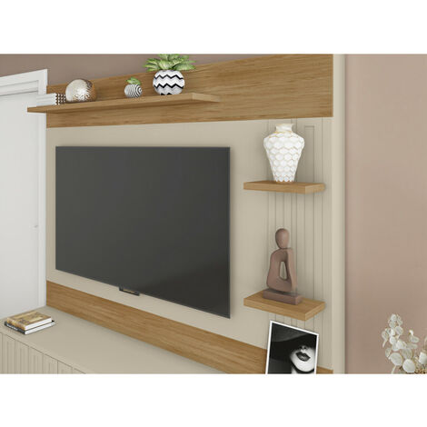 Meuble TV, Banc Télé, 150x45x35cm, Pour les TV jusqu'à 65, Cheminée  électrique, Suspendu, Mural, Blanc et noir