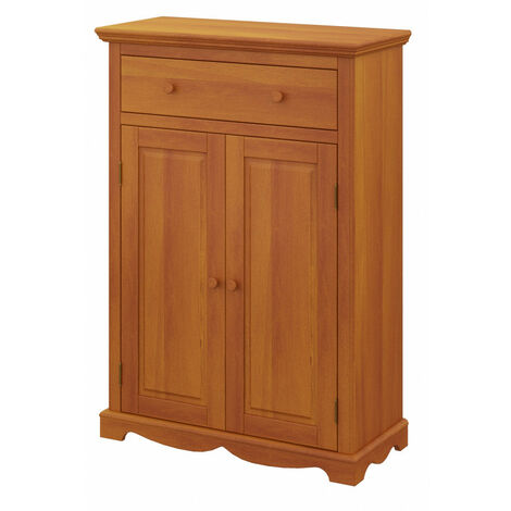 Beaux Meubles Pas Chers – Buffet Le Parisien charme pin miel 2 portes 1 tiroir – Largeur 94 cm – Hauteur 134 cm – Tiroir sur glissières métalliques (1/3)