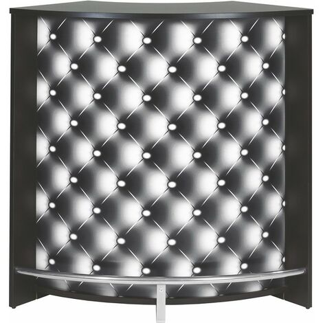 M&S – Meuble bar noir 3 niches avec repose-pieds en métal – Dimensions 106,9 x 104,8 x 53,3 cm – Éco-conçu et fabriqué en France (1/4)