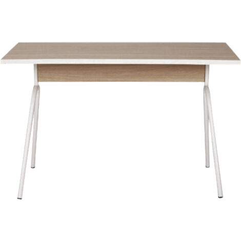 Bureau Pieds Métal Arc Chêne et Blanc L 120 H 75 P 60 cm (1/5)