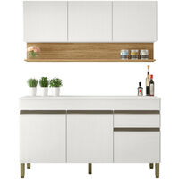 Beaux Meubles Pas Chers – Cuisine complète équipée 6 portes 1 tiroir imitation chêne et blanc – 7 niches – Largeur 120 cm – Hauteur 200 cm – Profondeur 53.3 cm