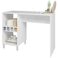 Beaux Meubles Pas Chers – Table de cuisine 135 cm – 6 niches ouvertes – Bois mélaminé blanc – Dimensions H 102.5 cm P 60 cm – Parfaite pour espaces réduits