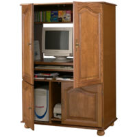 Armoire Informatique Chêne 4 Portes 7 Niches L 97 H 141 P 54 cm