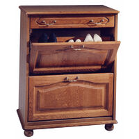 Beaux Meubles Pas Chers – Meuble à chaussures en chêne rustique – 2 abattants pour 24 paires – 1 tiroir – Dimensions L 82.4 x H 102.9 x P 41 cm – Montage facile