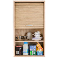 Beaux Meubles Pas Chers – Élément haut de cuisine chêne 40 cm – Hauteur 72 cm – Rideau coulissant – 2 tablettes réglables – Meuble éco-conçu fabriqué en France