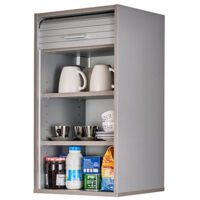 Beaux Meubles Pas Chers – Meuble haut de cuisine alu 40 cm – Hauteur 72 cm – Rideau coulissant – 2 tablettes réglables – Éco-conçu, fabriqué en France