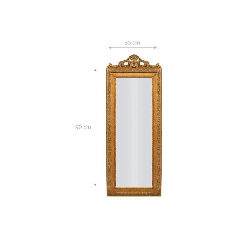 Miroir Mural Artisanal - Bois Et Feuille D'Or - 71x51 Cm - Arterameferro
