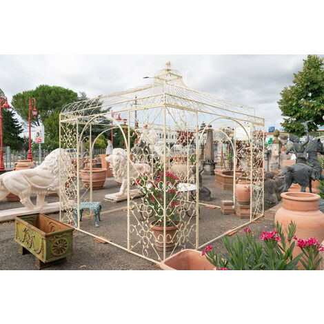 Biscottini – Gloriette en fer tubulaire 400x400x365 cm – Finition antiquaire – Gazebo solide sans permis municipal – Décoration de jardin - L400XPR400XH365 (1/5)