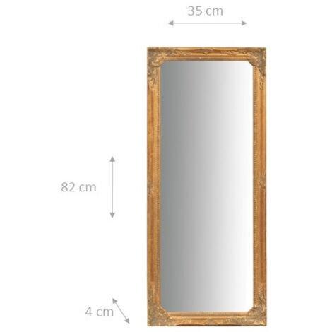 Miroir Mural Rectangulaire Biscottini 82 X 35 Cm - Cadre Doré Vieilli - Style Shabby Chic - 4 Crochets Au Dos