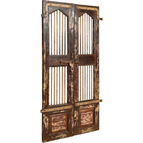 Porte en bois massif et en fer pour l'intérieur ou l'extérieur, ancienne porte médiévale