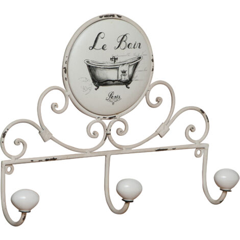 Porte-serviette Mural Double – Porcelaine Blanche, Style Rétro, Neuf