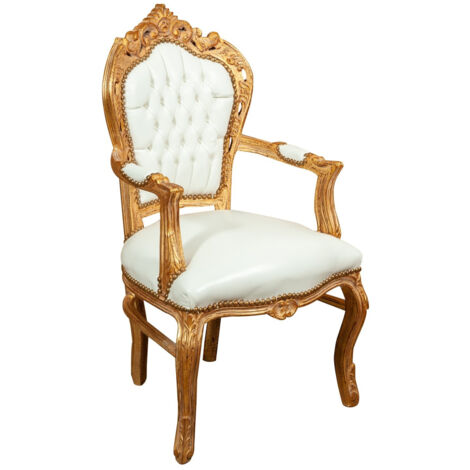 FAUTEUIL REMBOURRÉ FAUTEUIL AVEC ACCOUDOIRS EN BOIS STYLE FRANÇAIS