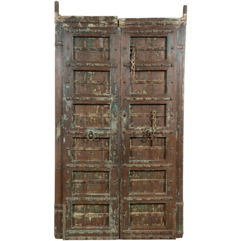 Porte en bois Massief et fer pour intérieur ou extérieur ancien et antique médiéval