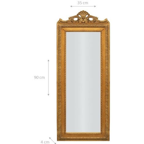 Miroir mural Miroir salle de bains doré avec cadre doré Miroir shabby Miroir mural Miroir chambre 90x35x4 cm