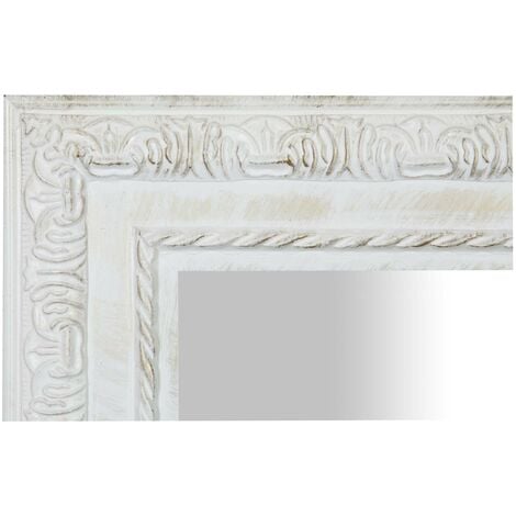 Miroir mural de salle de bain rectangulaire Miroir horizontal vertical avec cadre en bois blanc Shabby Long miroir à suspendre