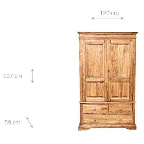 Grande Armoire Biscottini Shabby Chic - Bois Massif Tilleul - Finition Blanc Vieilli