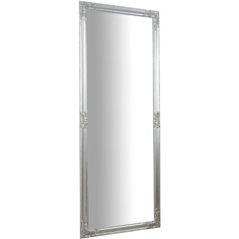 Miroir mural long Miroir de salle de bain pour maquillage Miroir de chambre large Miroir à cadre argenté Miroir suspendu