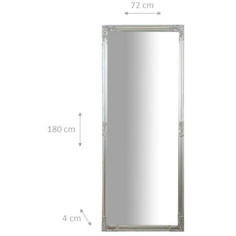 Miroir mural long Miroir de salle de bain pour maquillage Miroir de chambre large Miroir à cadre argenté Miroir suspendu