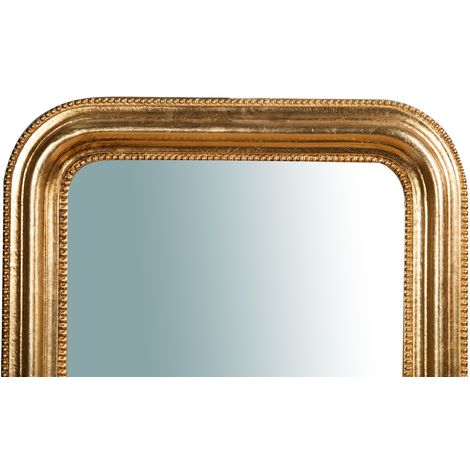 Miroir Mural à accrocher en bois finition feuille or  vieilli aux dimensions L43XPR3,5XH69 cm Made in Italy