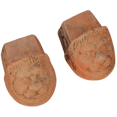 Lot de 8 pieds soucoupes en terre cuite 10x8x8 cm Soucoupes fleuries tête de lion en terre cuite d'intérieur et d'extérieur