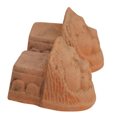 Lot de 8 pieds soucoupes en terre cuite 10x8x8 cm Soucoupes fleuries tête de lion en terre cuite d'intérieur et d'extérieur