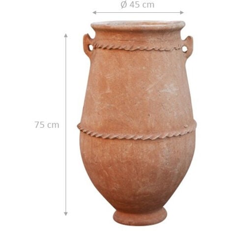 Jardin Sahara pot en terre cuite Amphore pour fleurs Grand pot intérieur extérieur Pot décoratif Jardinière 45x75 cm Fait main