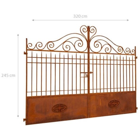 Portail extérieur en fer 320x245x8 cm Portail d'entrée en fer forgé finition antique Portail de jardin extérieur Pièce unique