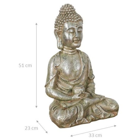 Statue résine Bouddha finition or antique L36xPR29xH60cm