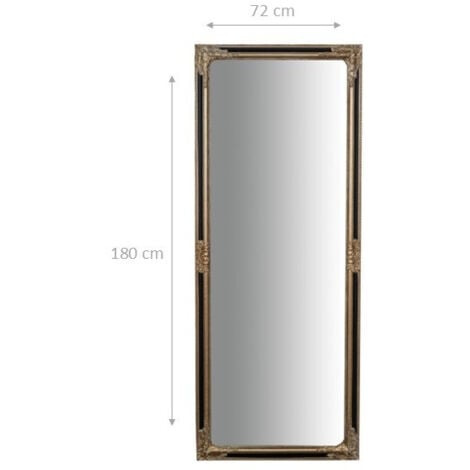 Miroir mural et miroir suspendu vertical/horizontal L72xPR4xH180 cm argent et noir finition antique