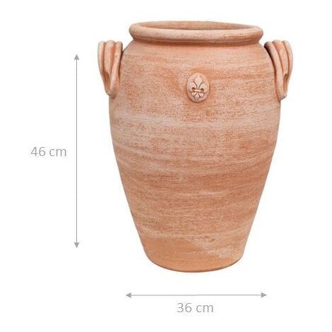 PORTE-PARAPLUIE. AMPHORE/VASE AVEC ANNEAUX EN TERRACOTTE FAIT À LA MAIN SUR LE TOUR POUR PLANTES ET FLEURS. L36XPR34XH46 CM