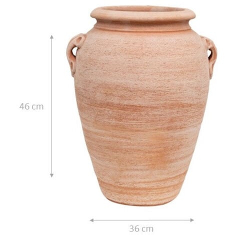 PORTE-PARAPLUIE. AMPHORE/VASE AVEC ANNEAUX EN TERRACOTTE FAIT À LA MAIN SUR LE TOUR POUR PLANTES ET FLEURS. L36XPR34XH46 CM